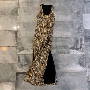 ALL SEQUIN gold & black evening dress